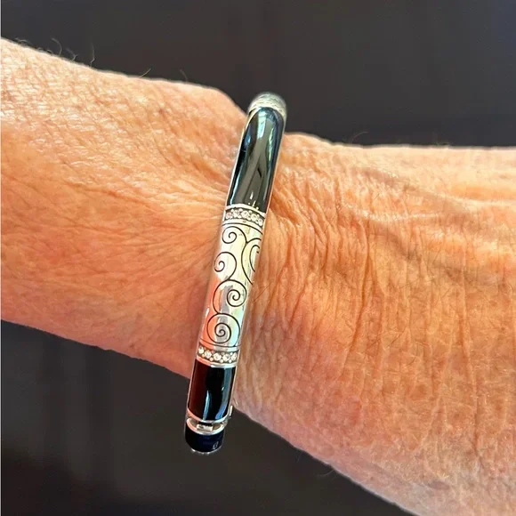 Brighton Walter collection hinged bracelet, black/silver tone - Picture 1 of 1